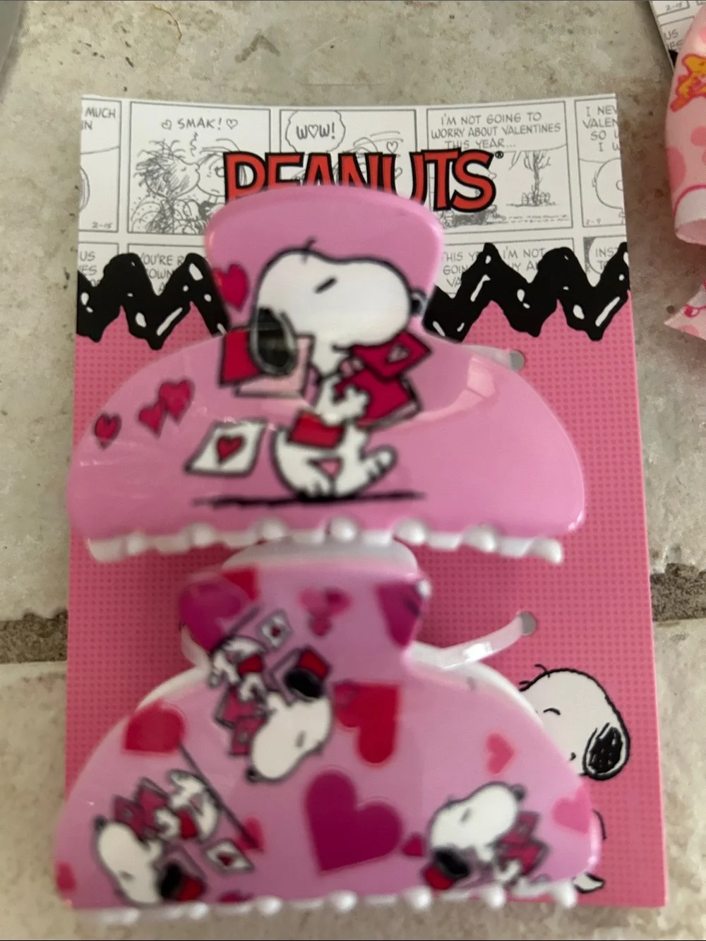 Peanuts Pink Snoopy Heart Bow and Clip Set